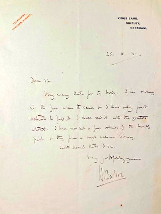 Item #020141 Autographed hand-written letter. Hilaire Belloc
