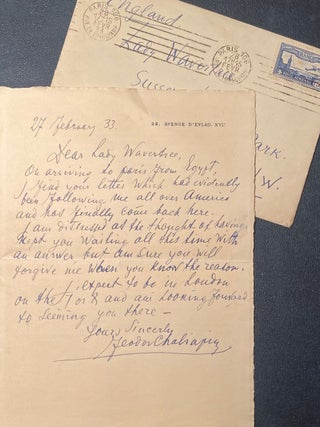Item #020176 Hand-written signed letter. Chaliapin