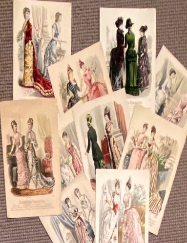 Item #020255 Fashion plates. French hand-coloured fasshion plates.