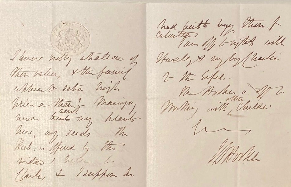 Hand Signed Letter Example Hand-written signed letter | Joseph Dalton Hooker