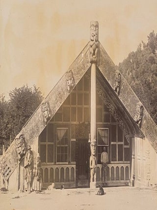 Item #020717 Maori carved meeting house and church, Koroniti. Rotorua Reverse Photograph Susan,...