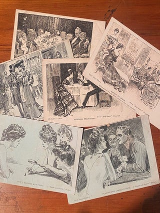 Item #020720 Six early cartoon postcards of society people. C Dana Gibson