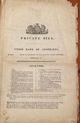 Item #020760 Private Bill. Union Bank of Australia. New Zealand Parliament