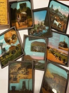 Item #020822 Gaslight lantern plates of South SAfrica. South Afrcia scenes