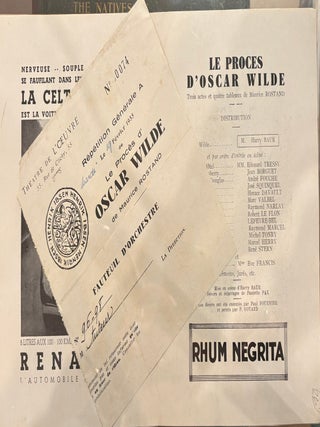Oscar Wilde. Theatre ticket to Oscar Wilde play in Paris