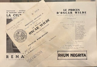 Item #020996 Oscar Wilde. Theatre ticket to Oscar Wilde play in Paris. Radclyffe Hall