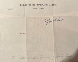 Item #021058 Signature of Alfred Smith, Governor of New York State. Alfred Emanuel Smith