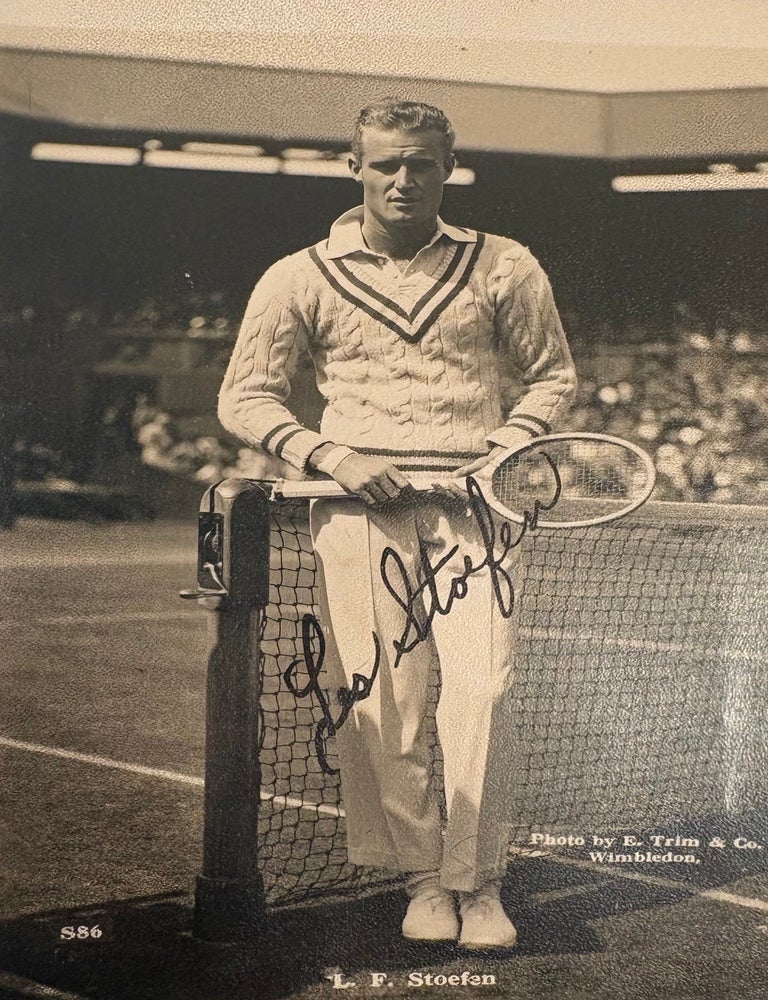 Item #021080 Autographed photographic tennis postcard. Lester Stoefen.